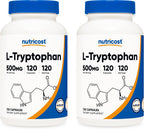 Nutricost L-Tryptophan 500mg, 120 Capsules - with BioPerine, Gluten-Free, Non-GMO