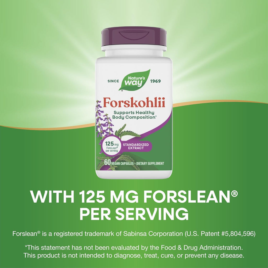 Nature's Way Forskohlii – Extracto Estandarizado con ForsLean 125 mg, 60 Cápsulas Veganas
