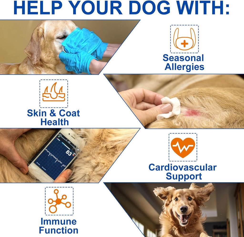 Omega 3 para Perros - 180 Tabletas de Aceite de Pescado con EPA, DHA y Vitamina E