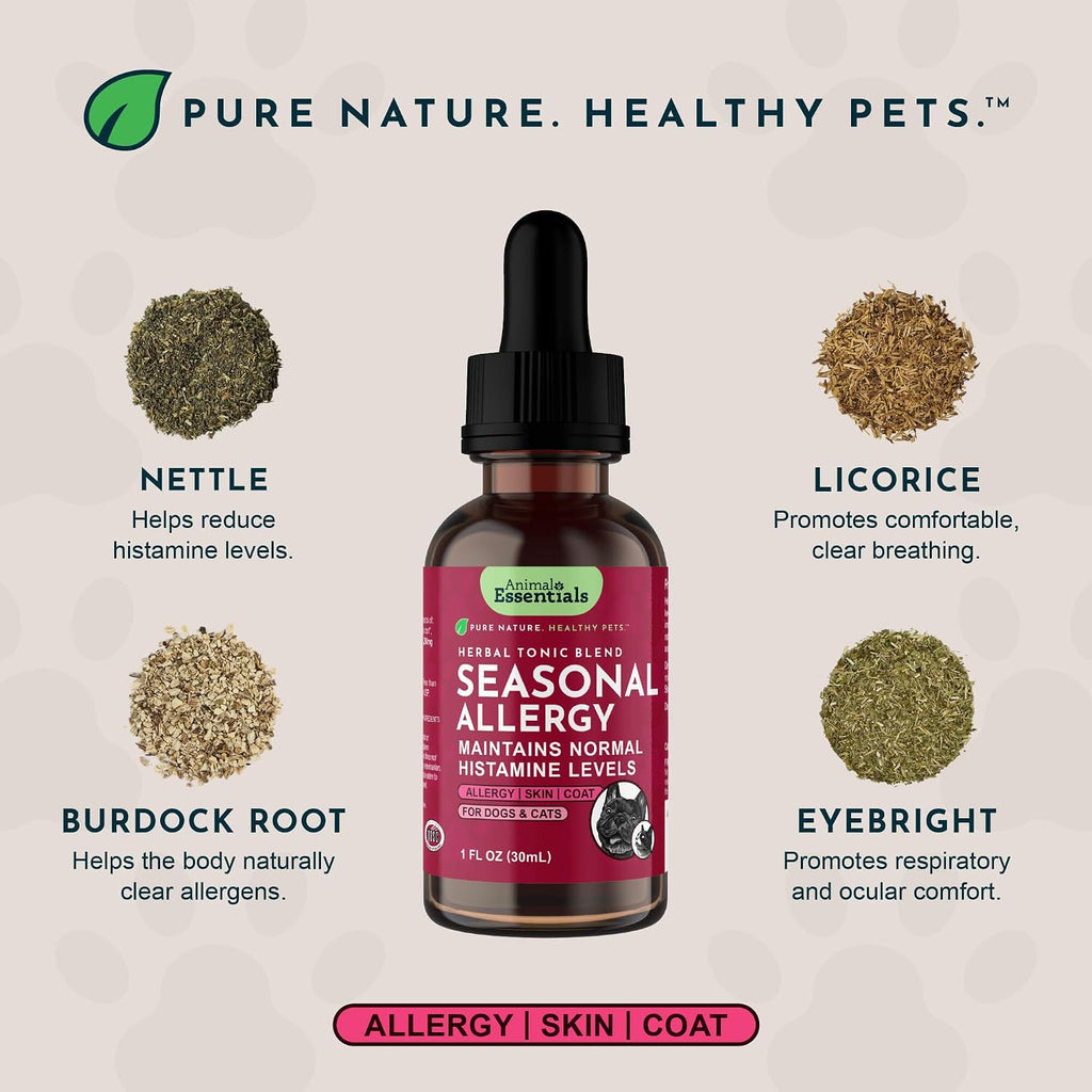 Seasonal Allergy Treatment for Dogs - Liquid Herbal Support for Dogs & Cats, Wellness Supplement for Sensitive Skin & Seasonal Comfort, Licorice Tincture, 100% Organic - 30 ml