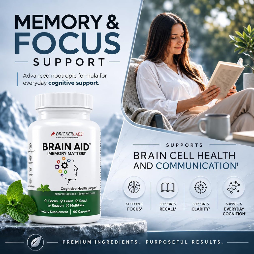 Bricker Labs Brain Aid Memory Matters – Suplemento Nootrópico con Extracto de Menta Neumentix