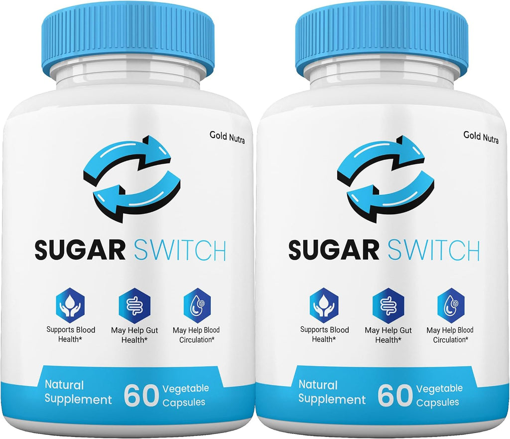 SugarSwitch Cápsulas, Suplemento Natural de Apoyo al Glucógeno, Fórmula de Alta Potencia sin Gelatina (2 Envases)