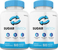 SugarSwitch Cápsulas, Suplemento Natural de Apoyo al Glucógeno, Fórmula de Alta Potencia sin Gelatina (2 Envases)