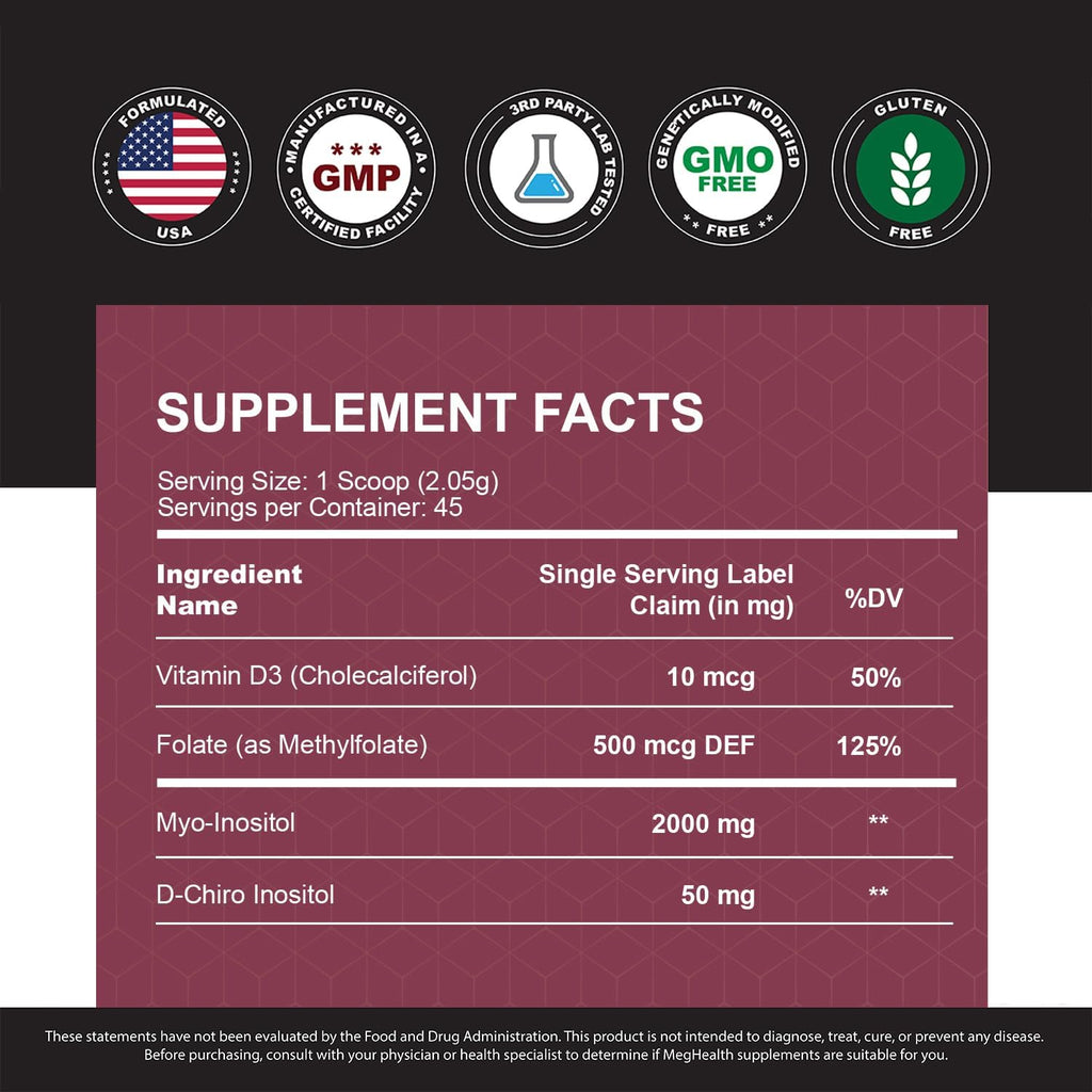 MagHealth Inositol en Polvo - Myo & D-Chiro Inositol + Folato y Vitamina D - Ratio 40:1 - 45 Días