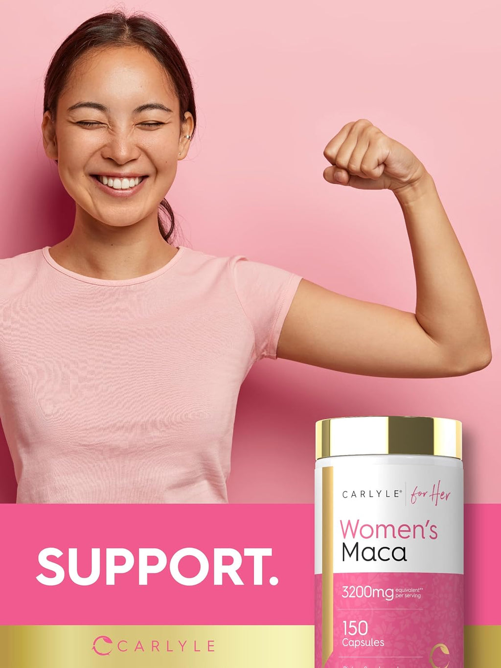 Carlyle Cápsulas de Raíz de Maca para Mujeres - 150 Cápsulas, Suplemento No OGM y Sin Gluten