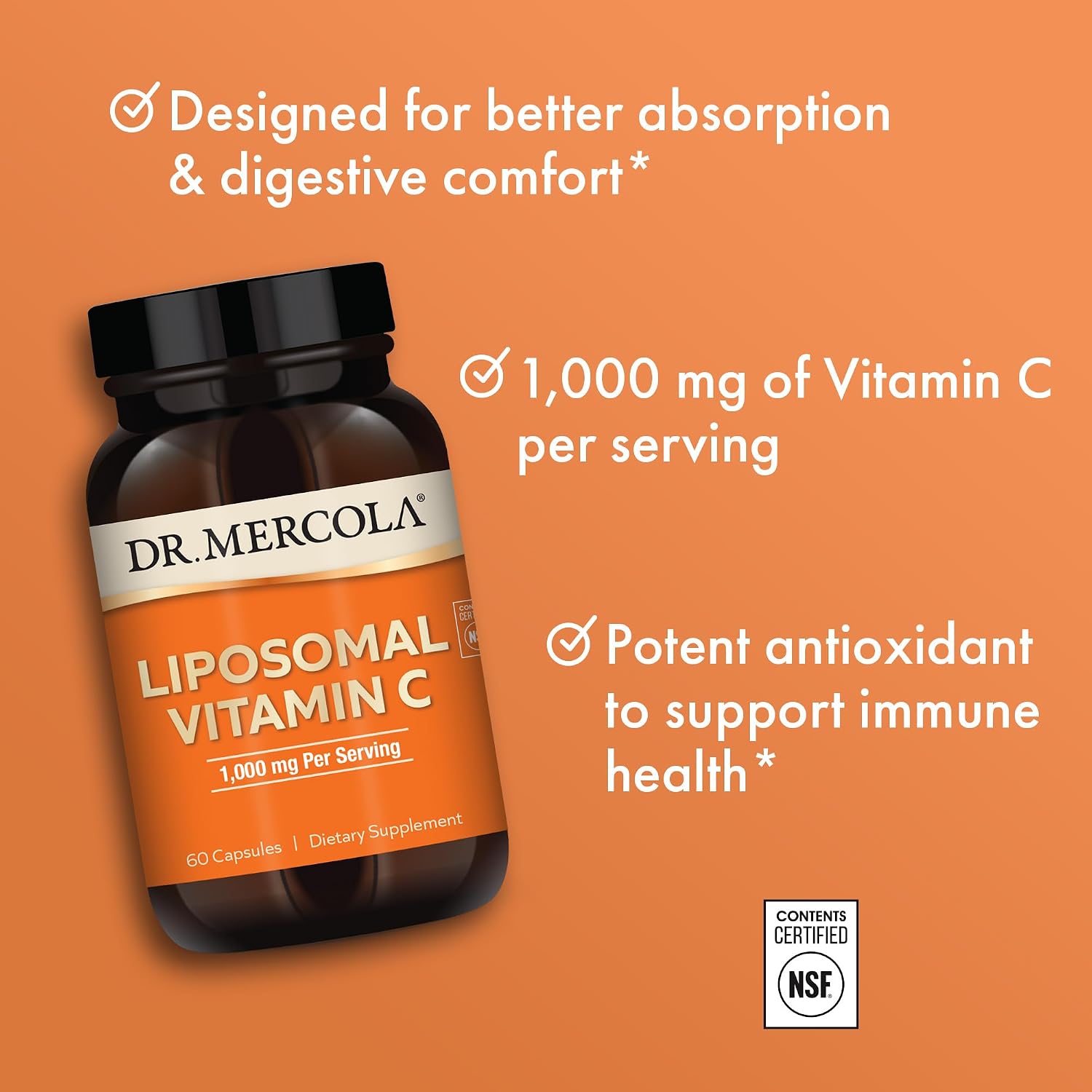 Dr. Mercola Vitamina C Liposomal - 1000 mg, 60 Cápsulas (30 Dosis)