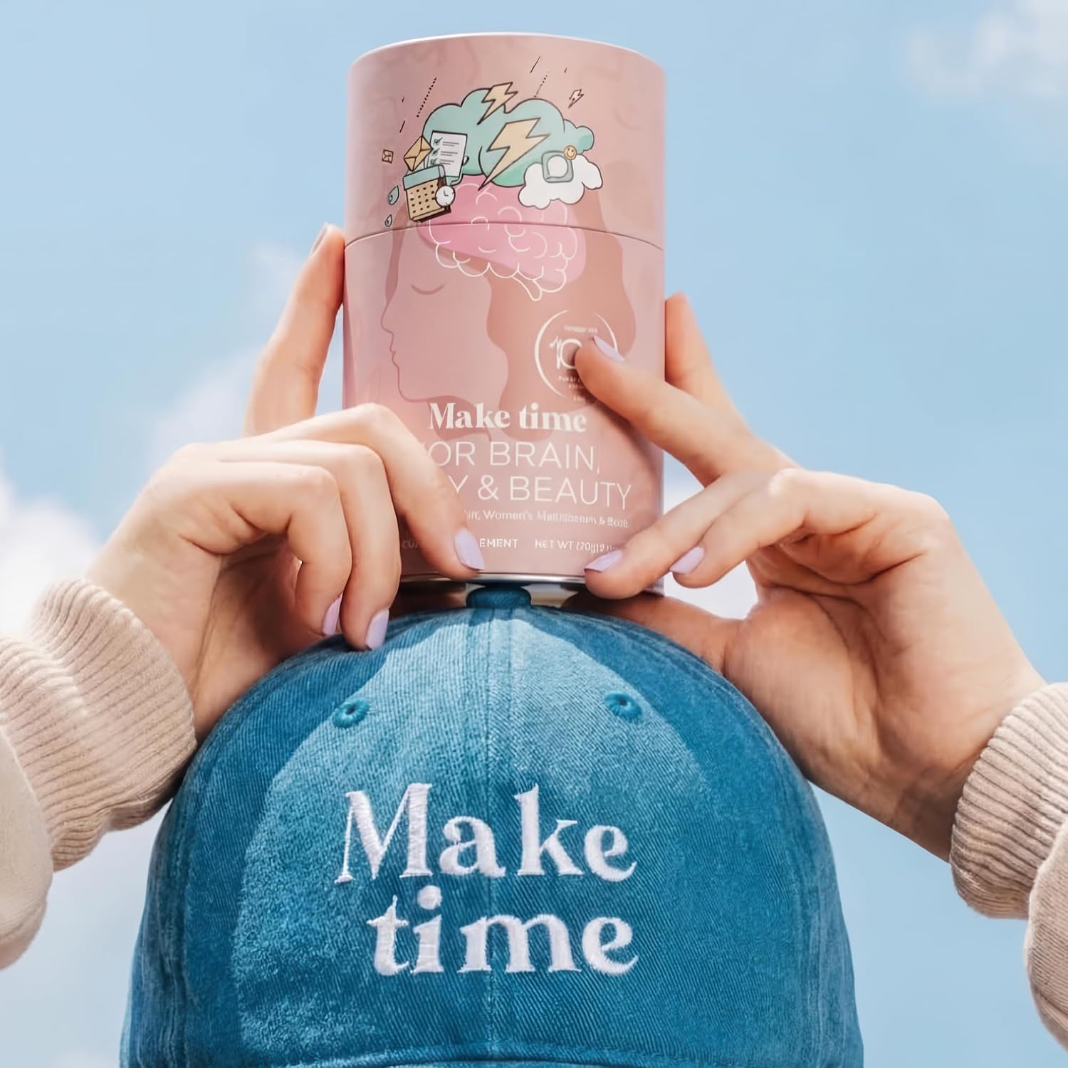 MAKE TIME Brain Health Powder - Suplemento en Polvo para Mujer (Salud Cerebral, Energía y Belleza) - 7.4 oz (30 raciones)