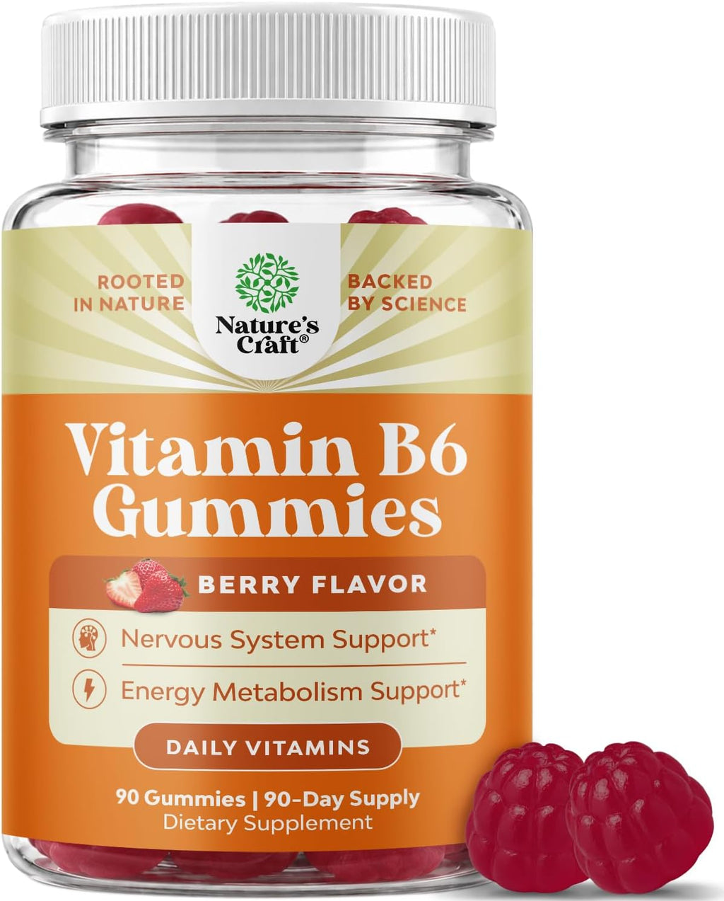 Gomitas de Vitamina B6 para Adultos - 50 mg por Ración - Apoyo Inmunológico, Nervioso y del Estado de Ánimo - 90 Gomitas