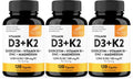 Sandhu's Vitamina D3 K2 Magnesio 5000 UI, 120mcg K2 - 120 Cápsulas (Pack de 3)