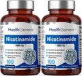 B-3 Nicotinamida 500 mg 100 Cápsulas (2 Paquetes) - Fórmula de Niacina Natural Sin Enrojecimiento - Health Genesis