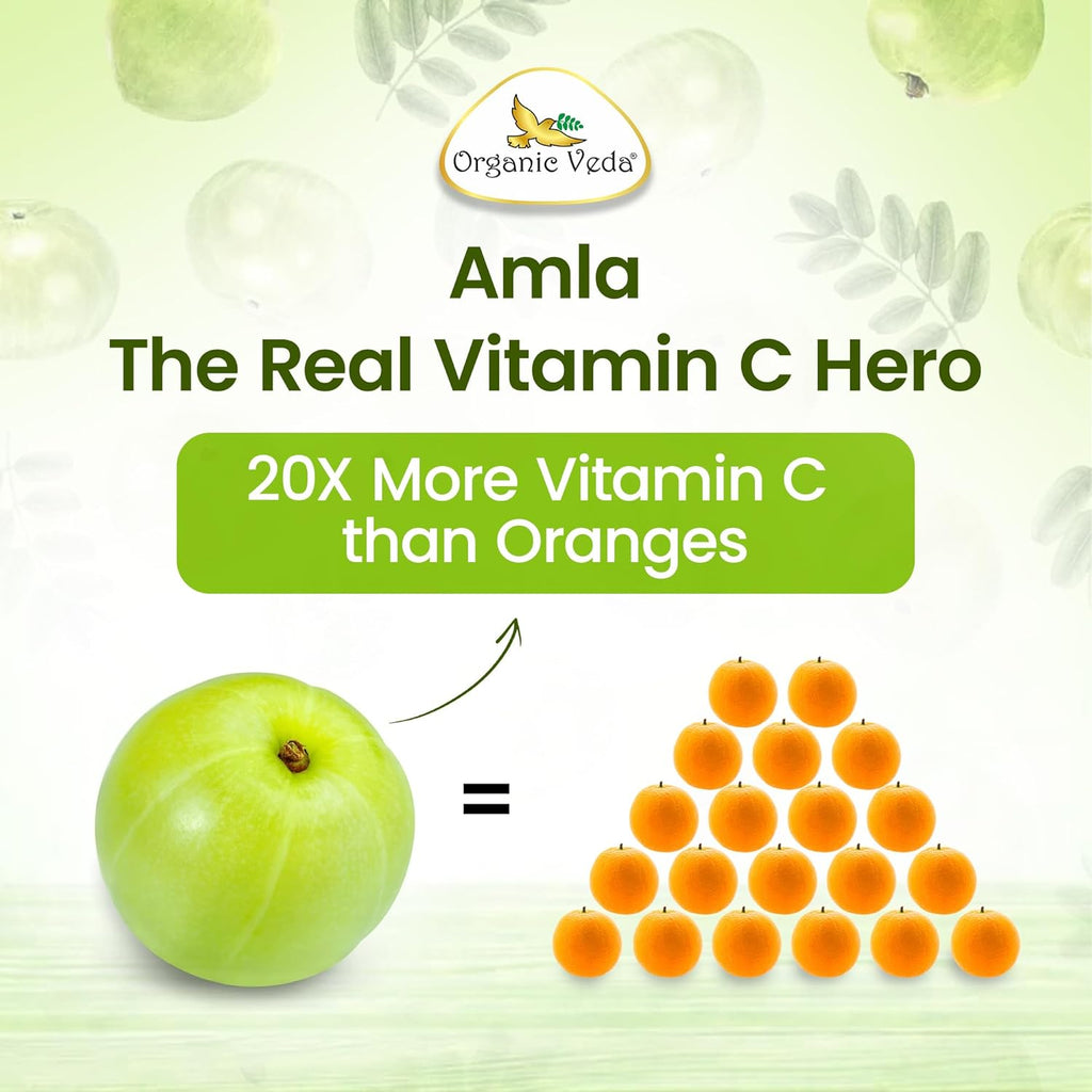 Organic Veda Amla Cápsulas - 1500mg, 300 Cápsulas - Suplemento Natural de Vitamina C con Antioxidantes