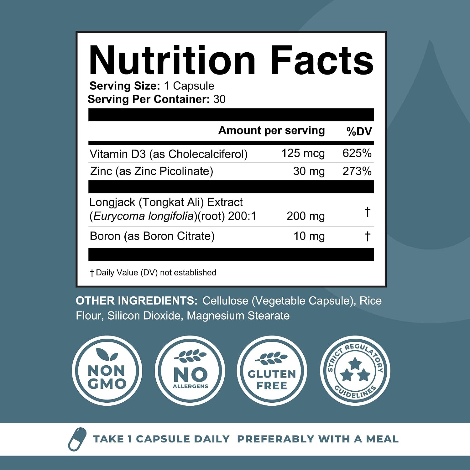 Left Coast Performance Boro con Tongkat Ali, Vitamina D3 y Zinc Picolinato - 10mg Boro, 30mg Zinc - 30 Cápsulas