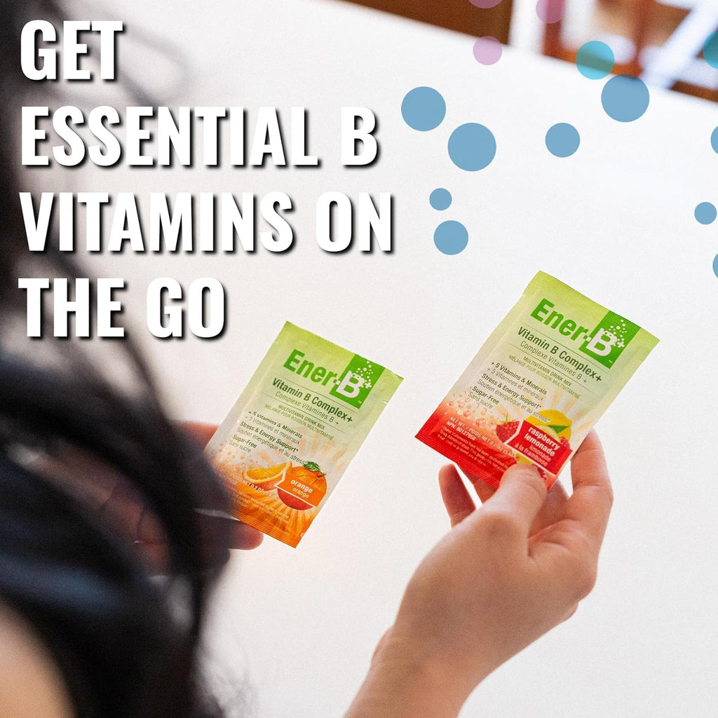 Ener-B+ Bebida Multivitamínica Sin Azúcar - Sabor Naranja - 30 Sobres
