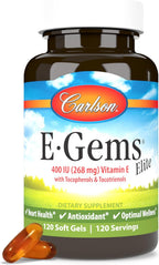 Carlson E-Gems Elite, 400 UI Vitamina E con Tocoferoles y Tocotrienoles, 240 Cápsulas Blandas