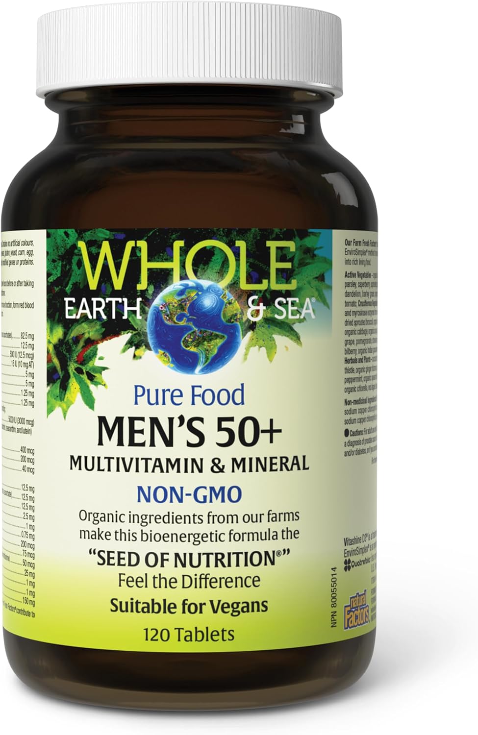 Natural Factors Whole Earth & Sea Multivitamínico y Mineral para Hombres 50+