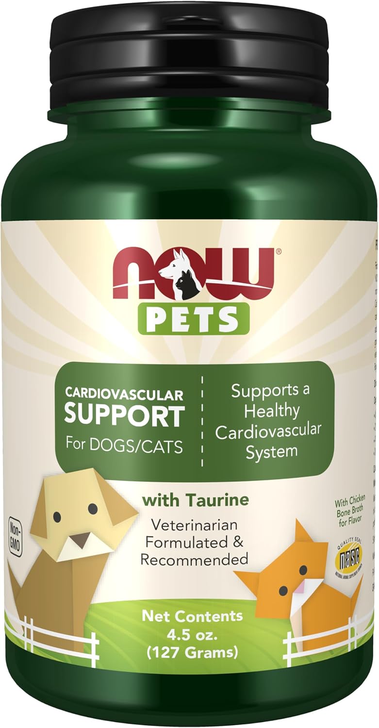 NOW Pet Health, Complemento de Apoyo Cardiovascular, Formulado para Gatos y Perros, Certificado NASC, Polvo, 127 g