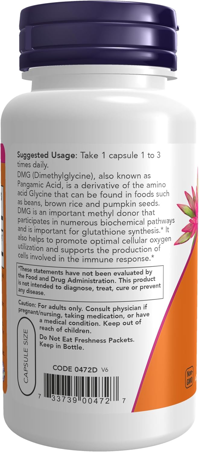 DMG (N-Dimetilglicina) 125 mg, 100 Cápsulas Veganas