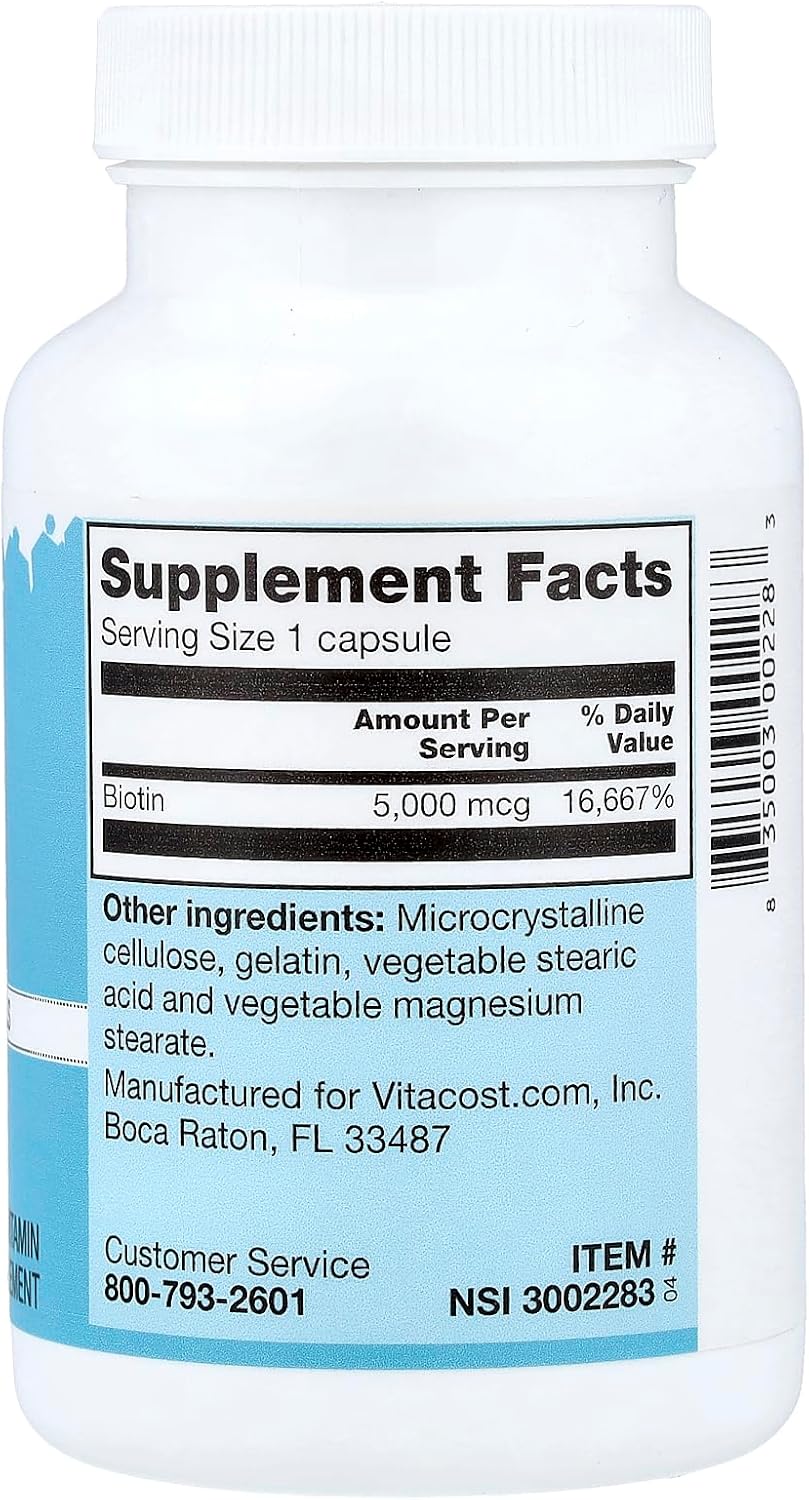 Vitacost Biotina 5000 mcg - 300 Cápsulas