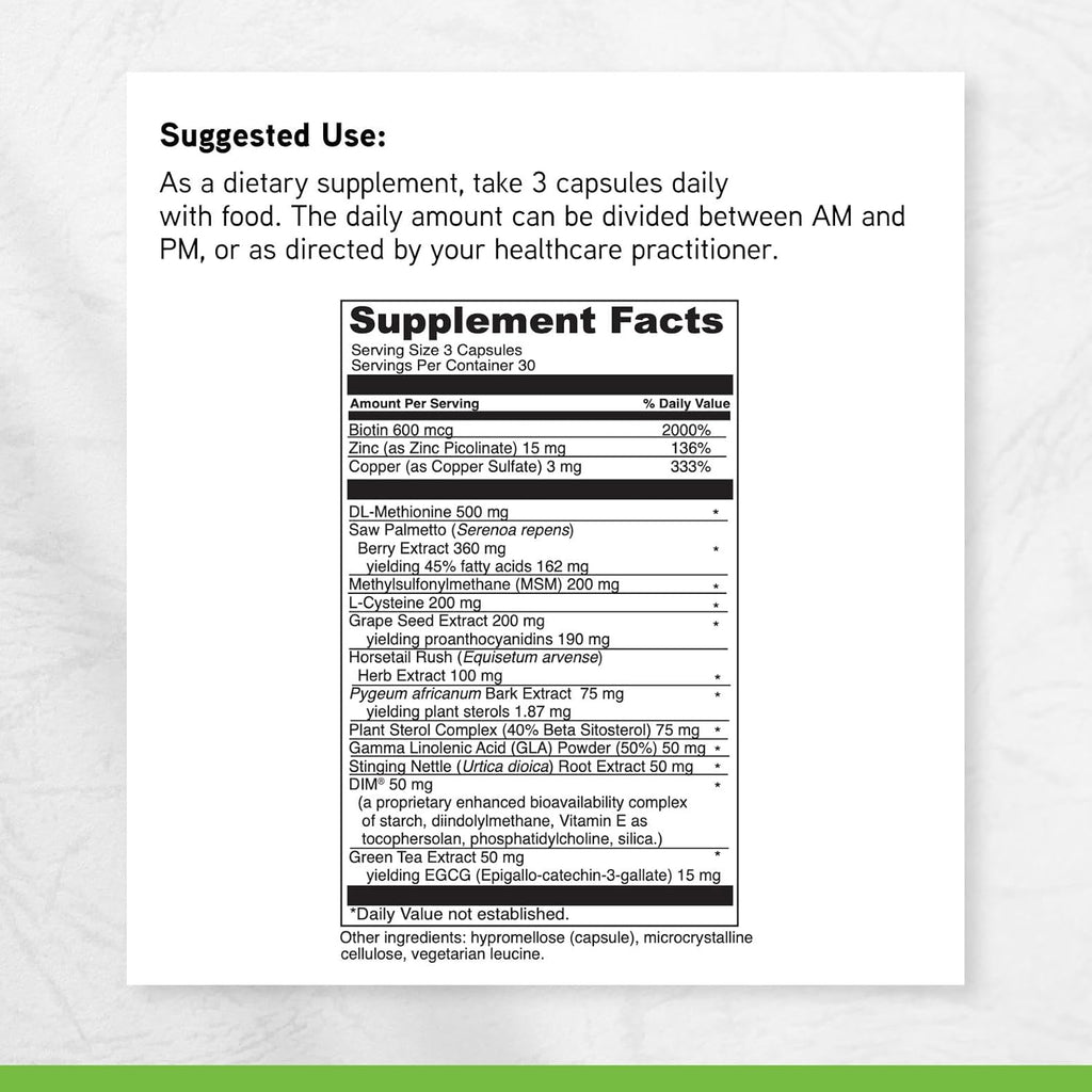 DAVINCI Labs Hair Effects - Hair Supplement with Biotin, Zinc, and Saw Palmetto - 90 Vegetable Capsules