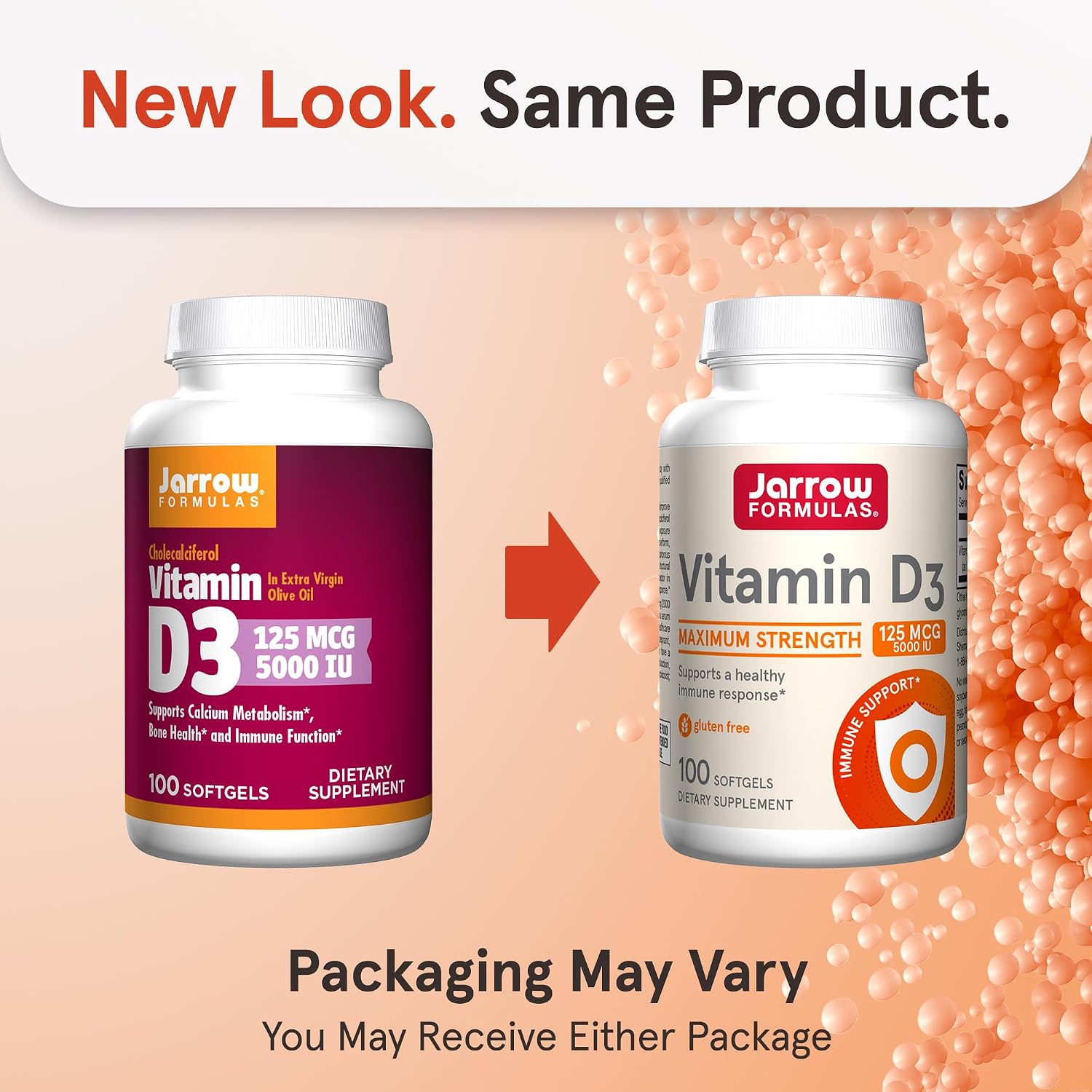 Jarrow Formulas Vitamin D3 5000 IU (125 mcg) - 100 Softgels - Gluten Free