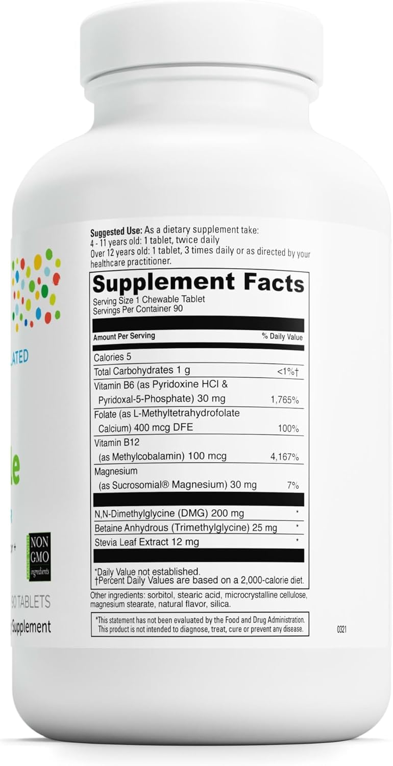 Little DaVinci Focus Chewable - Suplemento para la Concentración y la Salud Cerebral Infantil - Con Vitamina B6, Folato, Vitamina B12 y Magnesio - Sabor Naranja - Sin Azúcar - 90 Comprimidos