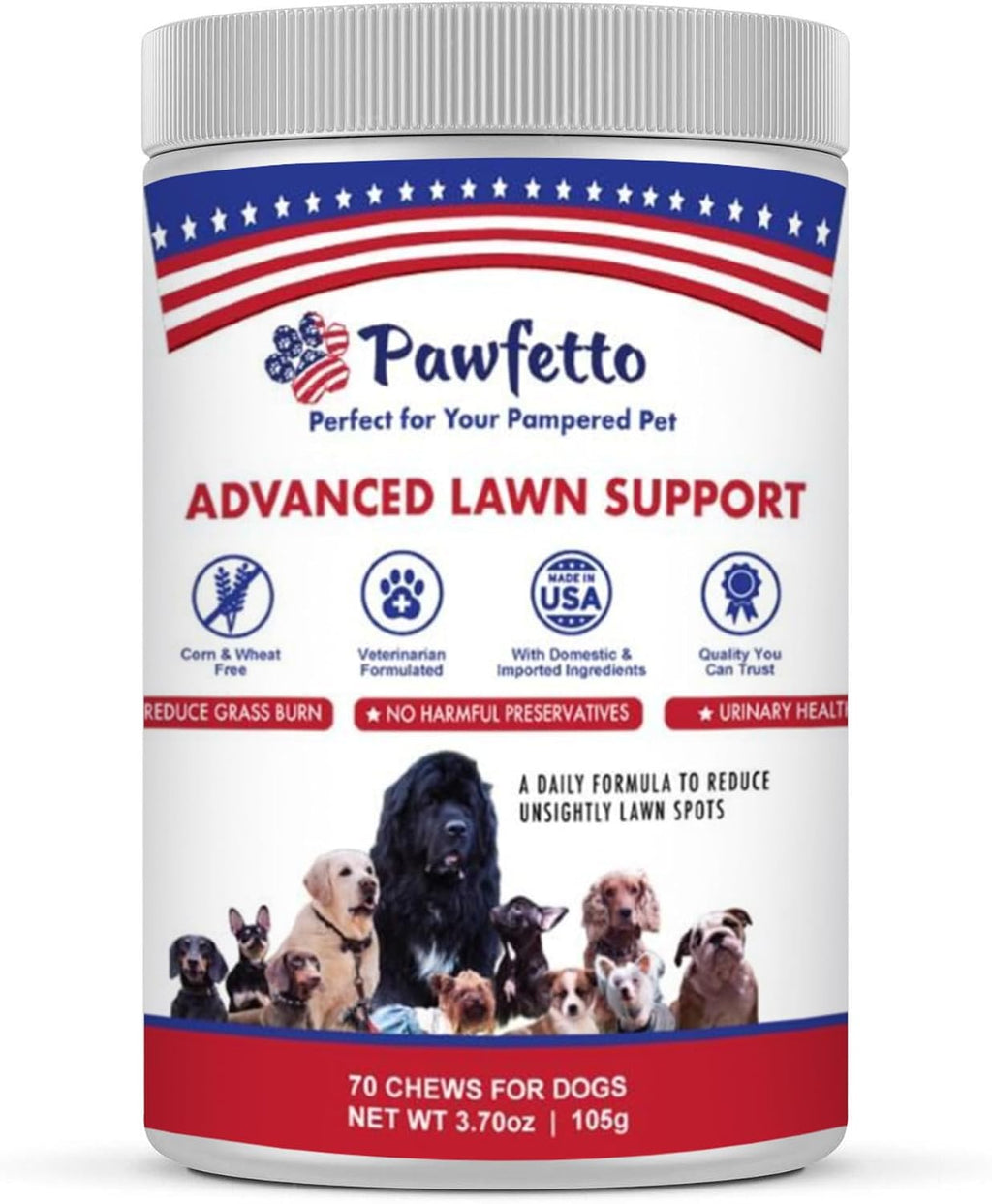Pawfetto Suplemento Avanzado para el Césped para Perros – 70 Golosinas masticables