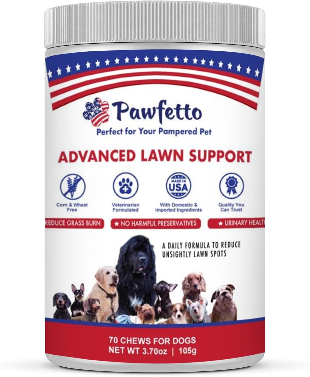 Pawfetto Suplemento Avanzado para el Césped para Perros – 70 Golosinas masticables