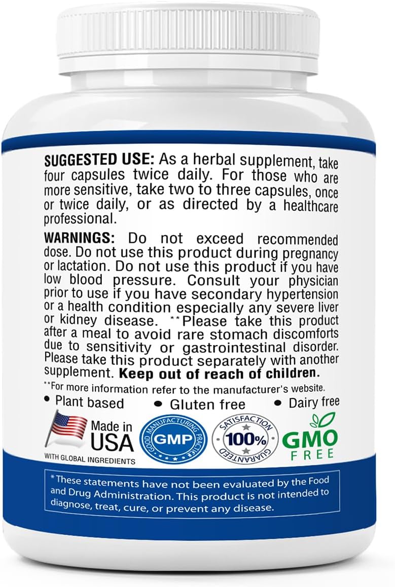 Longevity Blood Pressure Formula [150 Cápsulas] - con más de 12 Hierbas Naturales. Suplemento de Apoyo Dietético