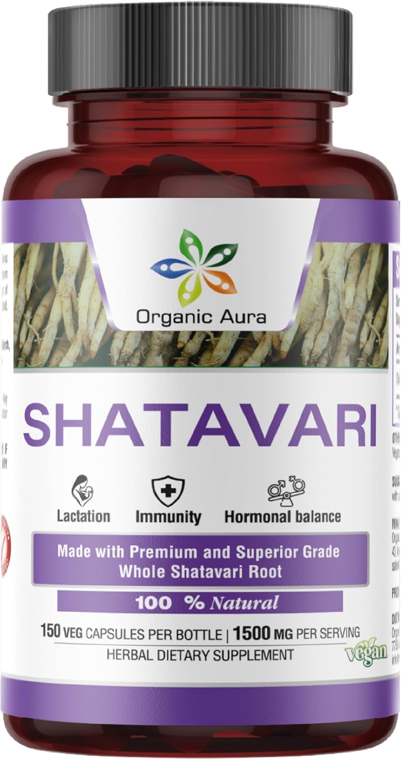 Cápsulas de Raíz de Shatavari en Polvo - Complemento Alimenticio para el Bienestar Femenino y la Vitalidad Diaria - 100% Puro y Natural, Vegano, Sin Gluten