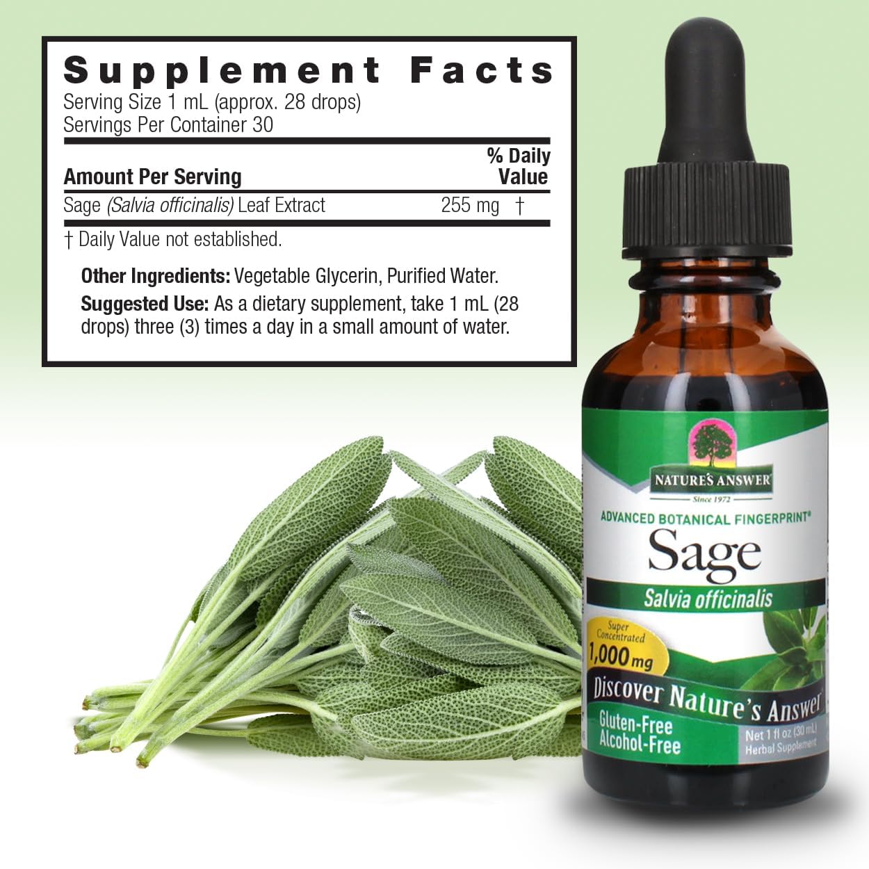Nature's Answer Extracto Líquido de Salvia Sin Alcohol - 30ml