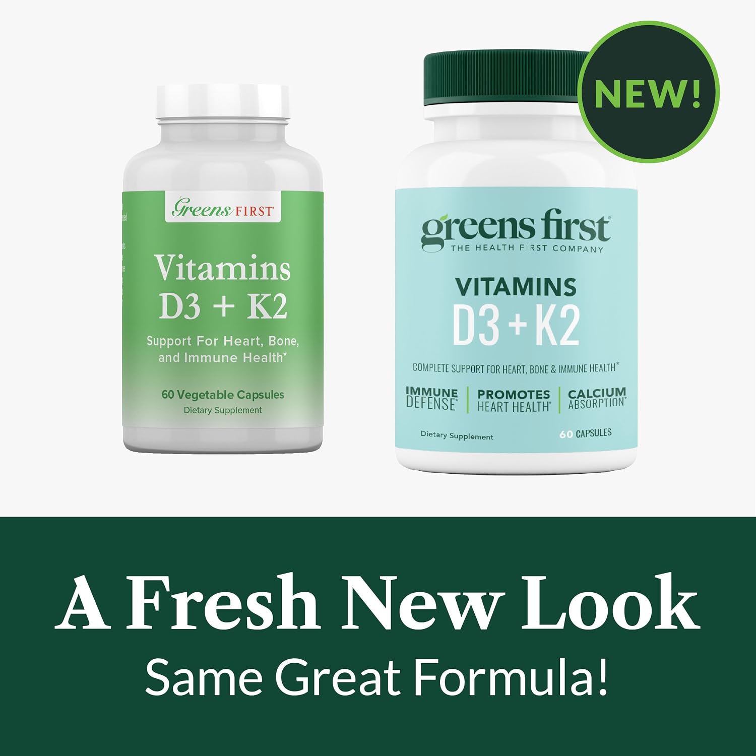 Greens First Vitamina D3+K2 - 60 Cápsulas Vegetales