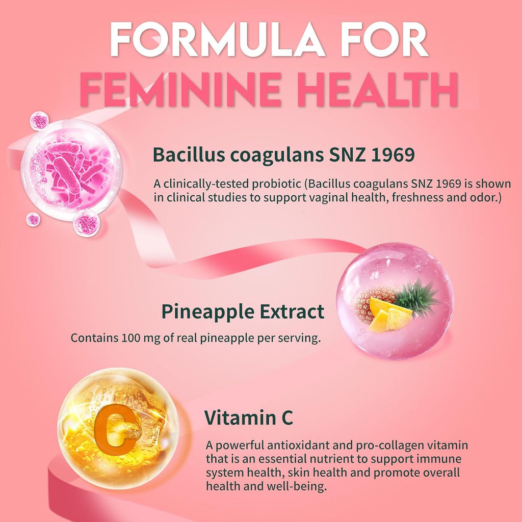 Airboy Gominolas Probióticas Vaginales para Mujeres, Sabor Piña – 60 Gominolas