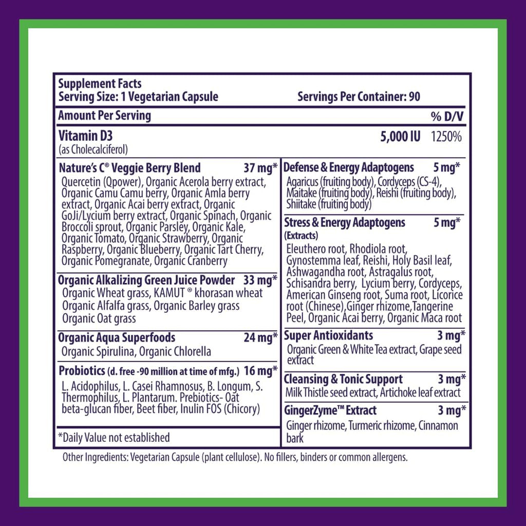 Paradise Herbs Earth's Blend Vitamin D3 con Base de Superfoods - 90 Cápsulas Vegetarianas