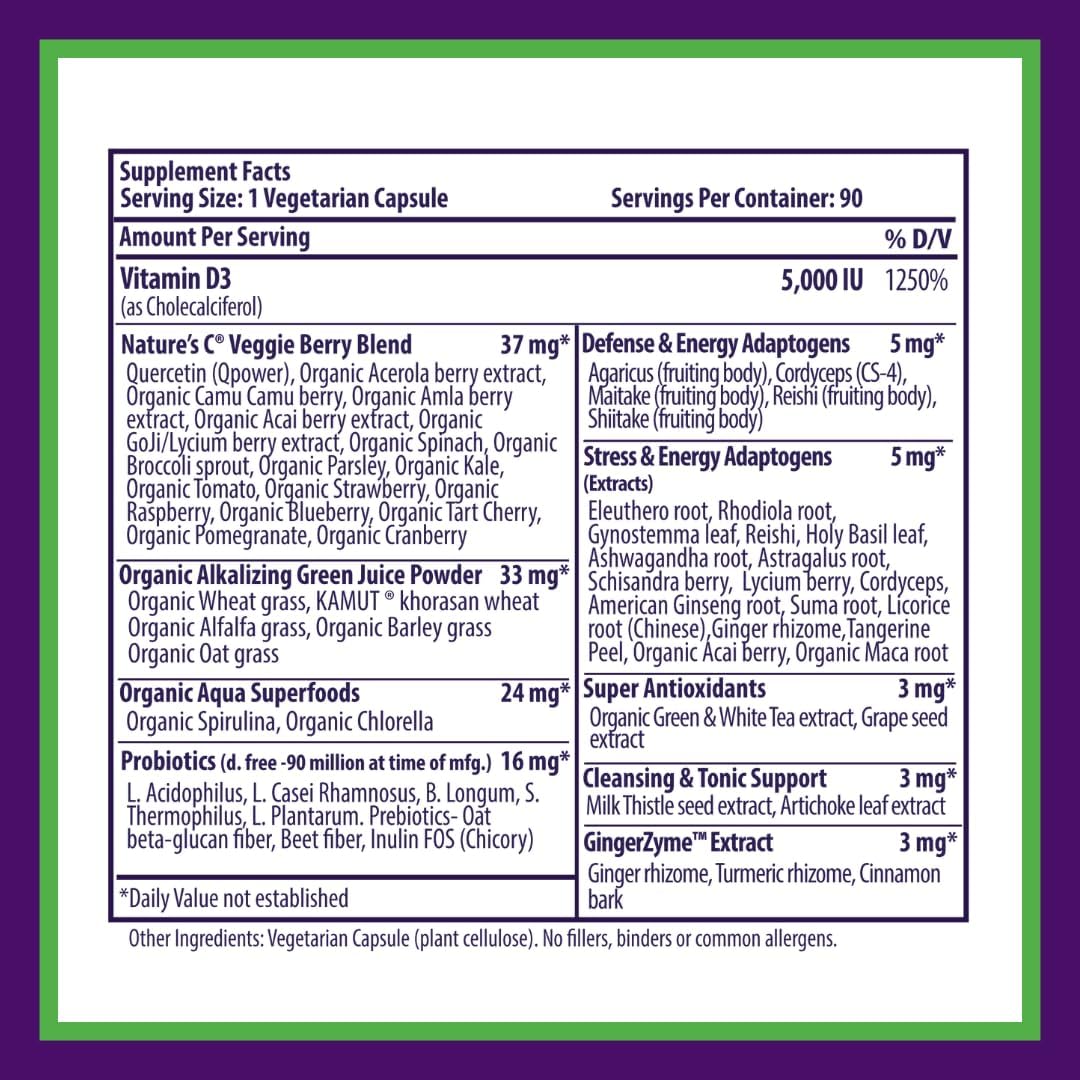 Paradise Herbs Earth's Blend Vitamin D3 con Base de Superfoods - 90 Cápsulas Vegetarianas