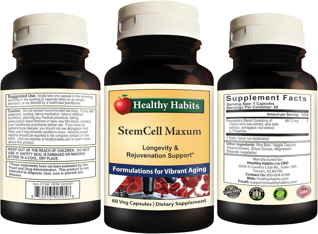Healthy Habits StemCell Maxum - Suplemento Vegano para el Bienestar Celular