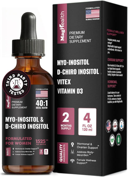 Myo-Inositol y D-Chiro Inositol Gotas Líquidas 40:1 con Vitex y Vitamina D3 - 118 ml – Image 1