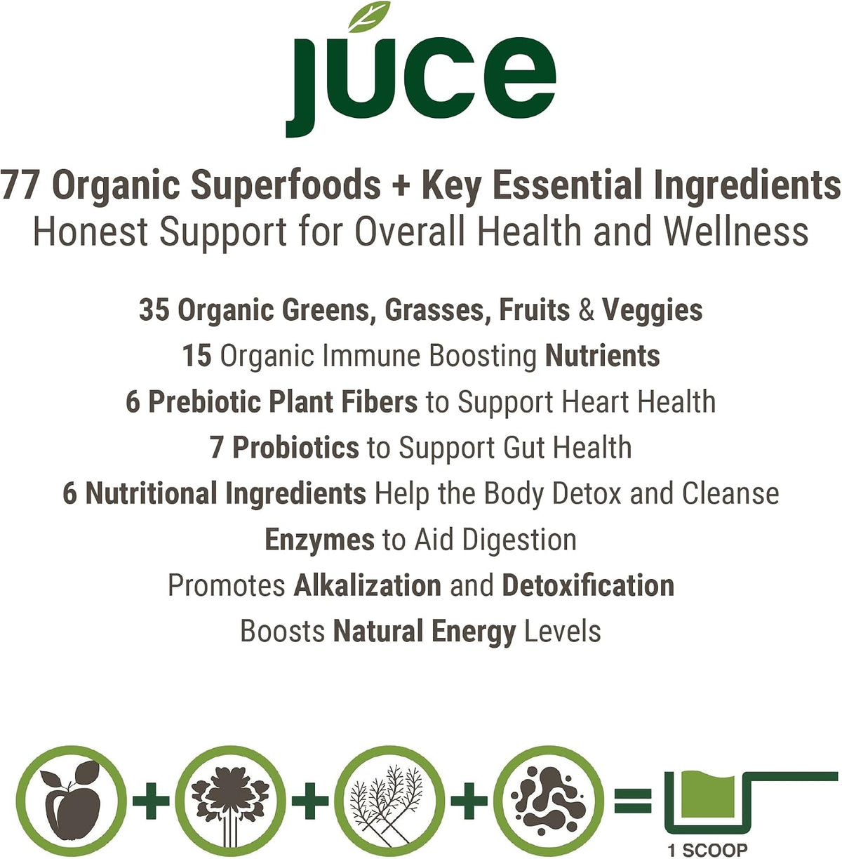 Juce Greens Organic Superfood Powder - 77 – Mezcla prebiótica y probiótica: 6 fibras prebióticas y 7 cepas de – Image 5