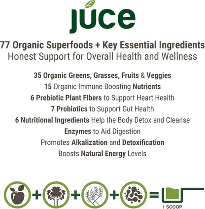Juce Greens Organic Superfood Powder - 77 – Mezcla prebiótica y probiótica: 6 fibras prebióticas y 7 cepas de – Image 5