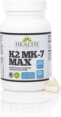 Health As It Ought To Be Vitamina K2 MK-7 300 mcg – Suplemento extra fuerte, sin soja – 60 cápsulas