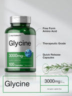 Horbäach Glicina 3000mg | 100 Cápsulas | No-GMO, Sin Gluten