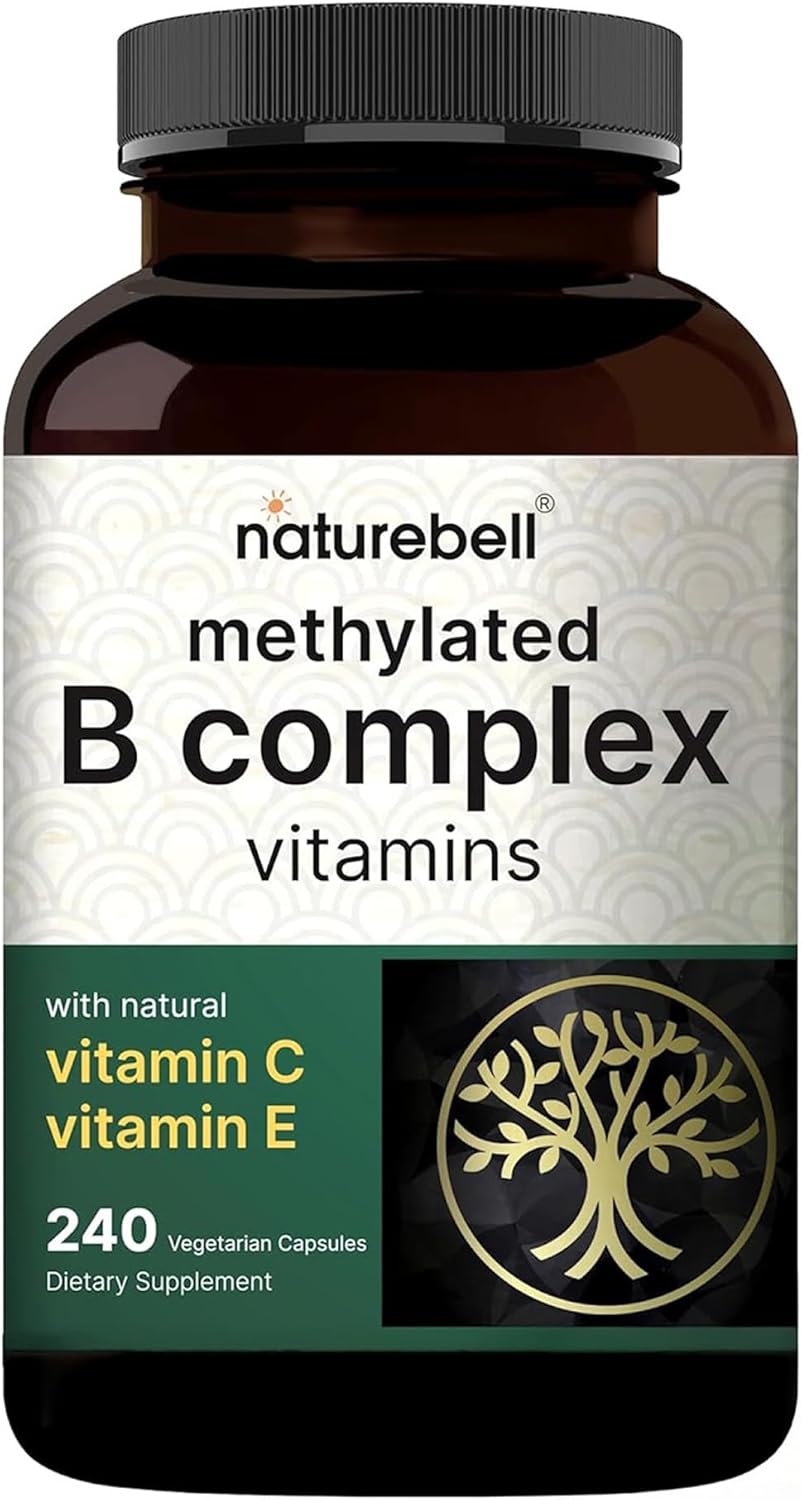 NatureBell Complejo B Metilado - 240 Cápsulas Vegetarianas - Fórmula 12 en 1 de Alta Biodisponibilidad - Apoyo Inmunológico y Energético* - No GMO y Sin Gluten