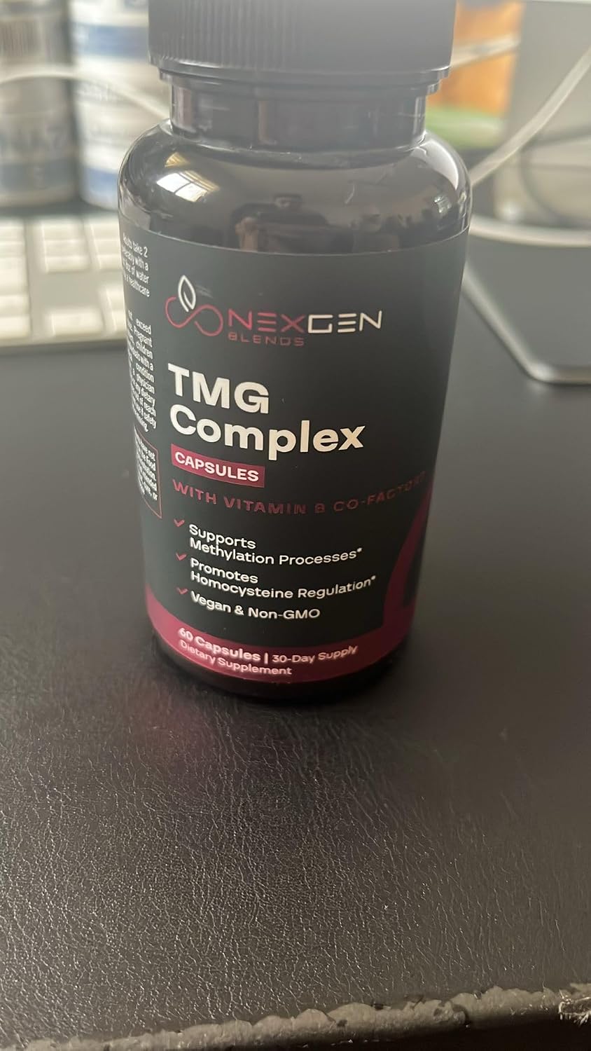 TMG Trimethylglycine con Complejo B Metilado - Suplemento de Betaina 500mg con Vitaminas B Metiladas para Apoyo a la Metilación - Vegano y No-GMO (1 Mes)