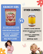 Krunchy Kids Vitamin D3 Gummies para Niños 2+ – Gomitas de Fresa con Ingredientes Limpios, Veganas y No-GMO, Bajo Índice Glucémico, 30 Unidades