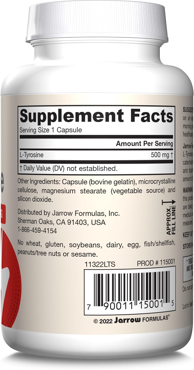 Jarrow Formulas L-Tyrosine 500 mg - 100 Cápsulas
