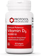 Protocol Vitamina D3 50000 UI - Apoyo Inmunitario, Huesos y Dientes - 50 Cápsulas Blandas