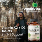 Futurebiotics Vitamina K2 con D3, 5000 UI de Vitamina D3 y 90 mcg de Vitamina K2 MK-7, 360 comprimidos