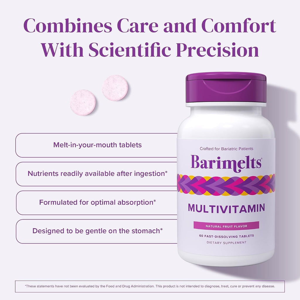 BariMelts Multivitamin - Multivitamínico Bariátrico para Mujeres - 60 Comprimidos de Rápida Disolución (1 Mes de Suministro), Sabor Fruta Natural