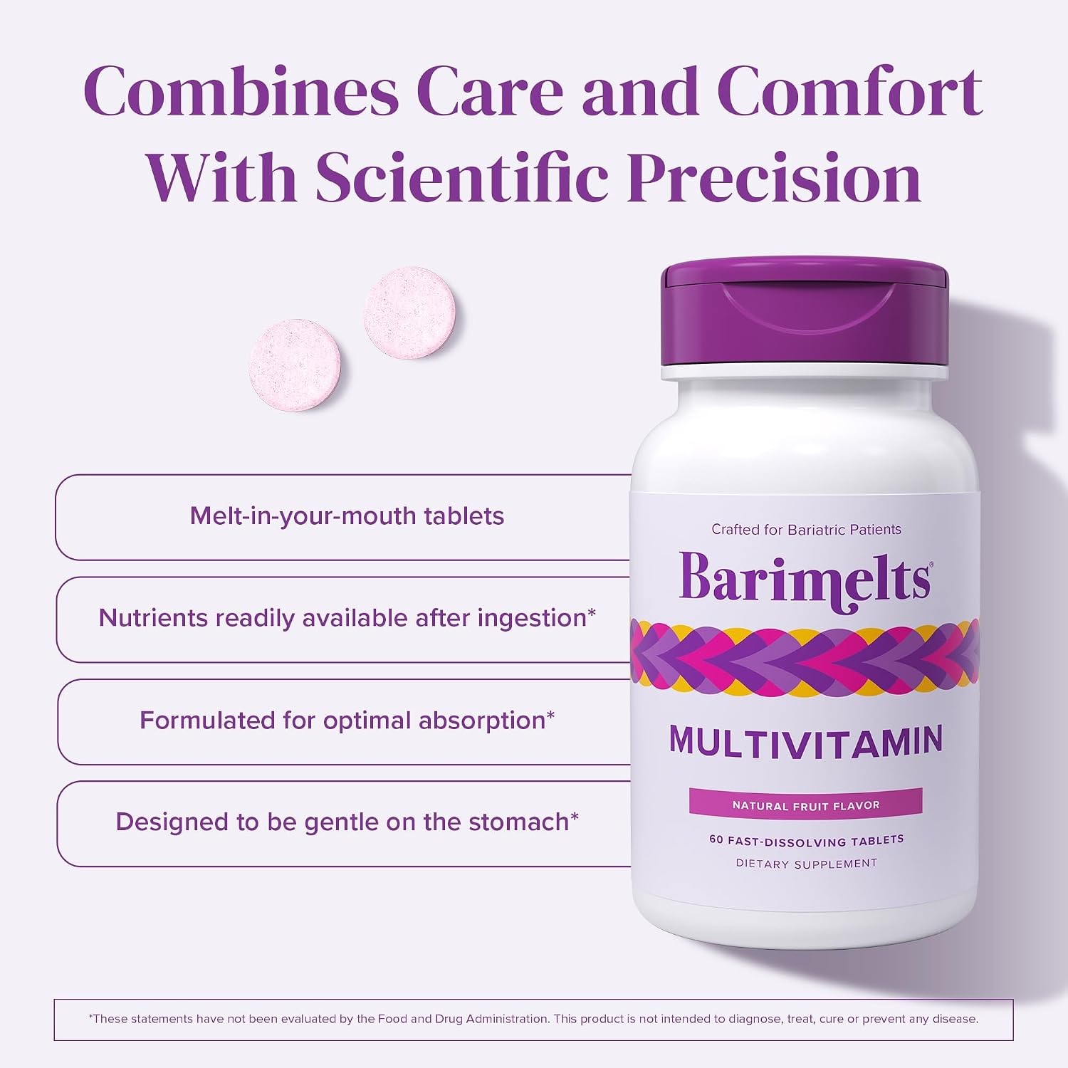 BariMelts Multivitamin - Multivitamínico Bariátrico para Mujeres - 60 Comprimidos de Rápida Disolución (1 Mes de Suministro), Sabor Fruta Natural