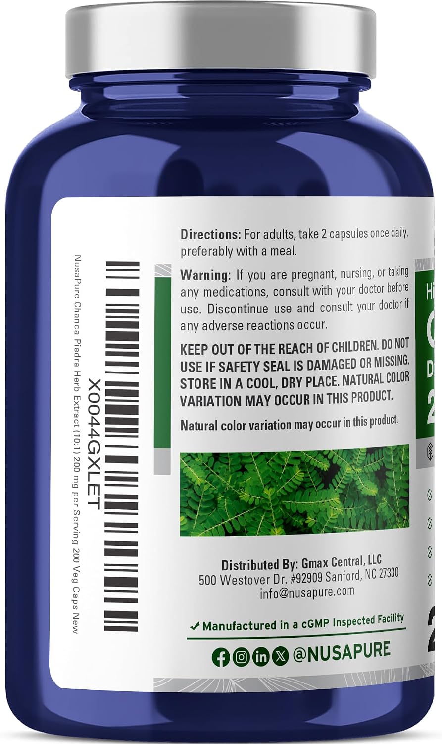 NusaPure Chanca Piedra, 200 mg, 200 Cápsulas Veganas (No OGM, Vegano)