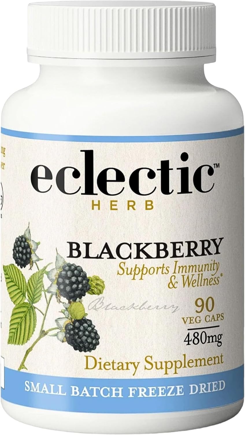 Eclectic Herb - Cápsulas de Mora Orgánica | Suplemento Vegano Superfood | 90 Cápsulas | 480 mg